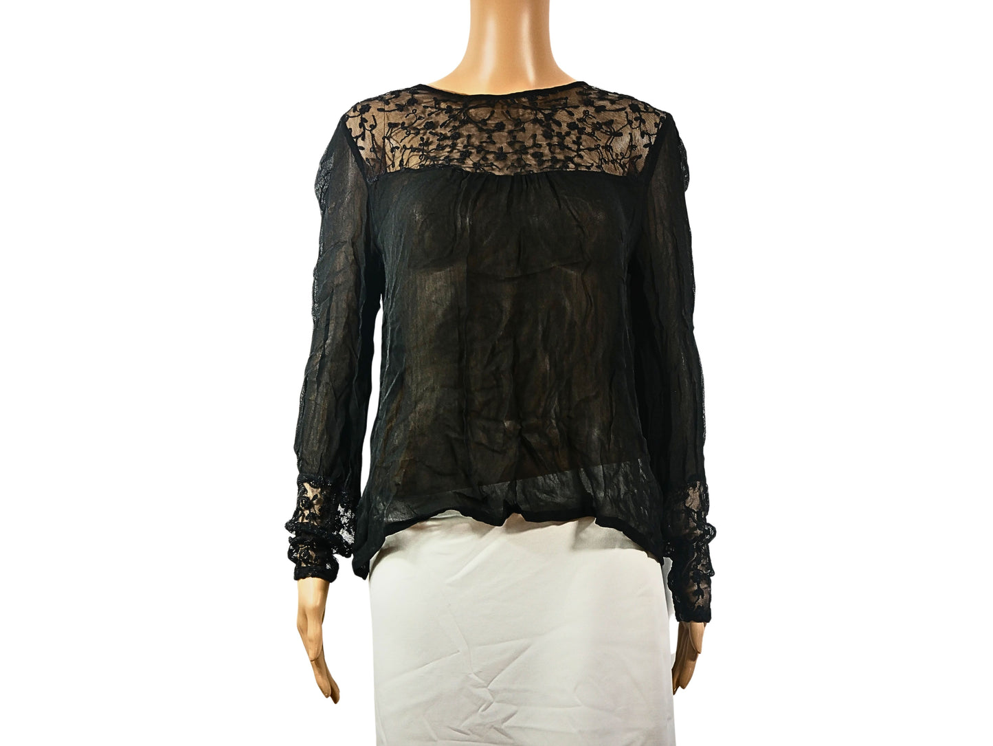 Blouse Noire Transparente Nougat pour Femme