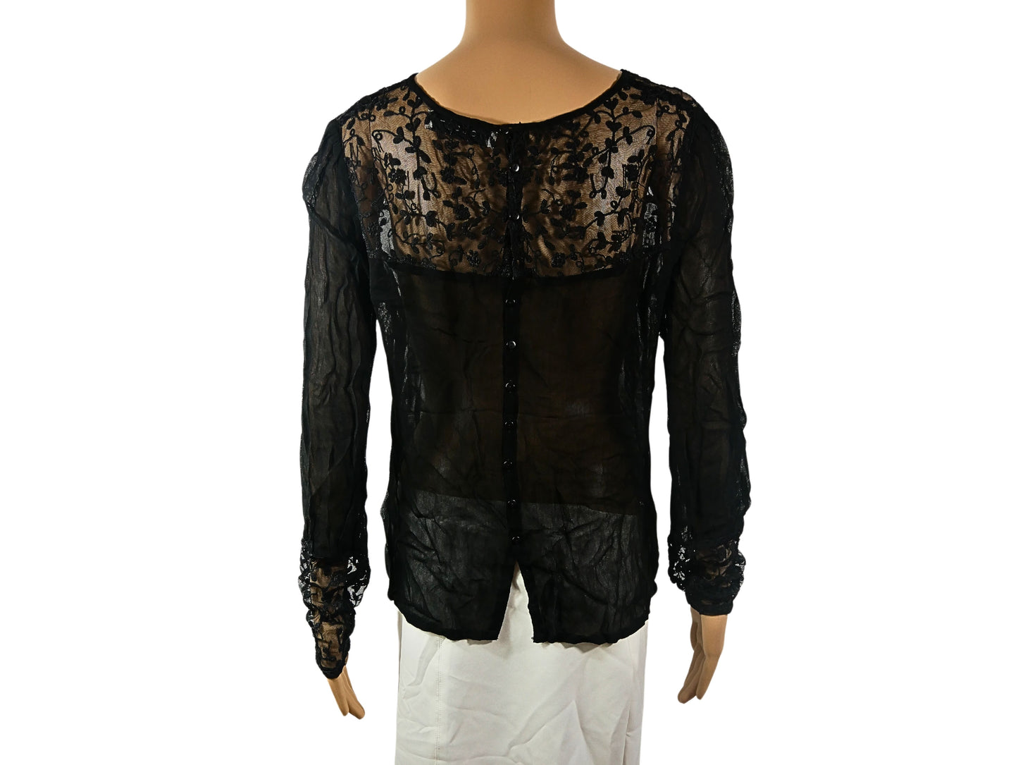 Blouse Noire Transparente Nougat pour Femme